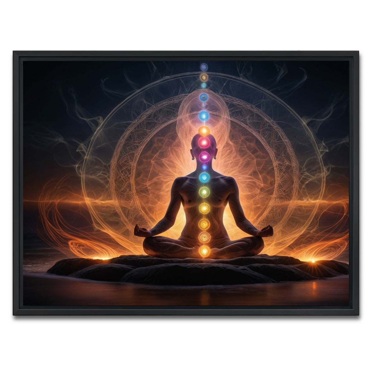 AUTO-MOCKUP WHITE | Awakening in meditation | 1 Piece | Black Framed Canvas | group=4x3