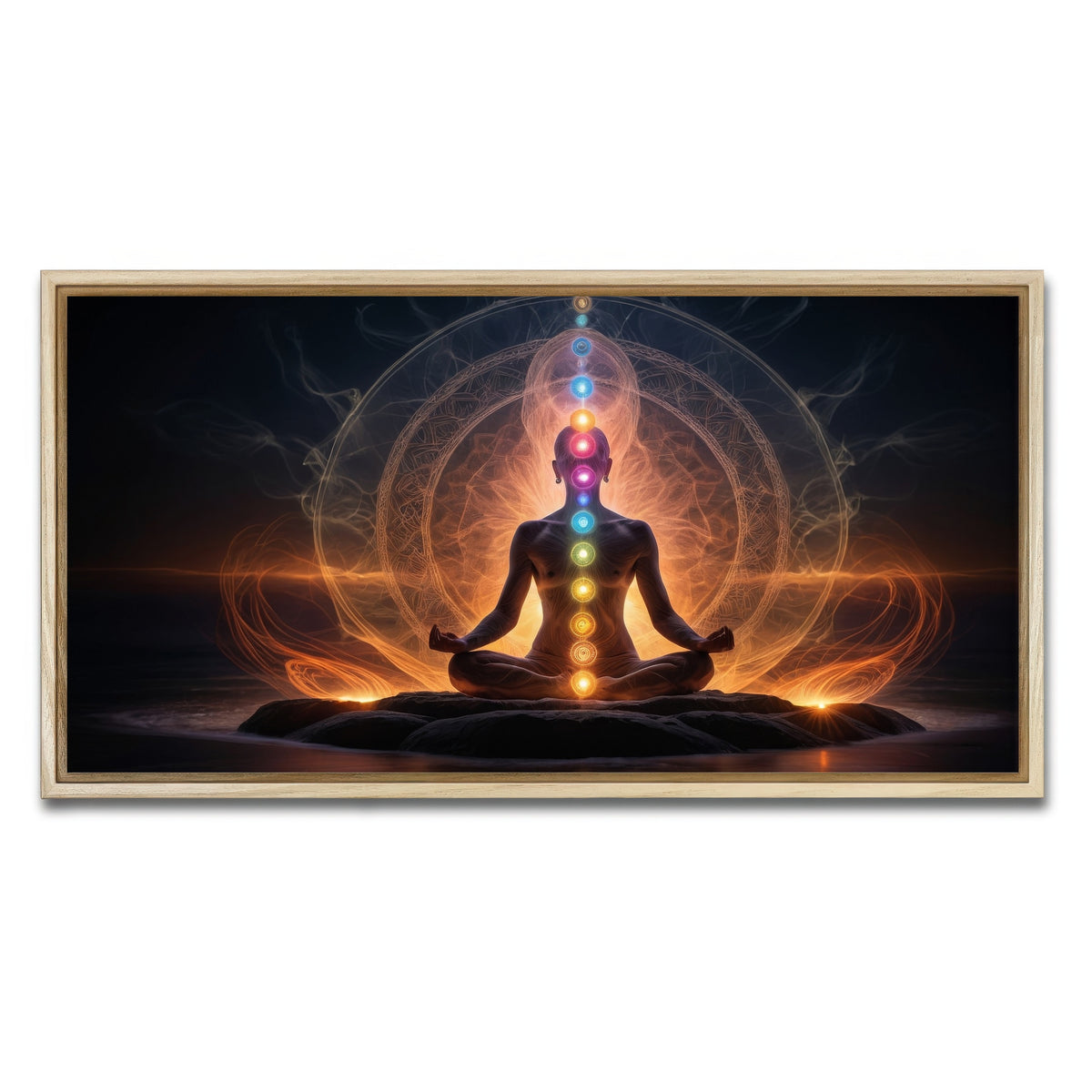 AUTO-MOCKUP WHITE | Awakening in meditation | 1 Piece | Natural Framed Canvas | group=2x1