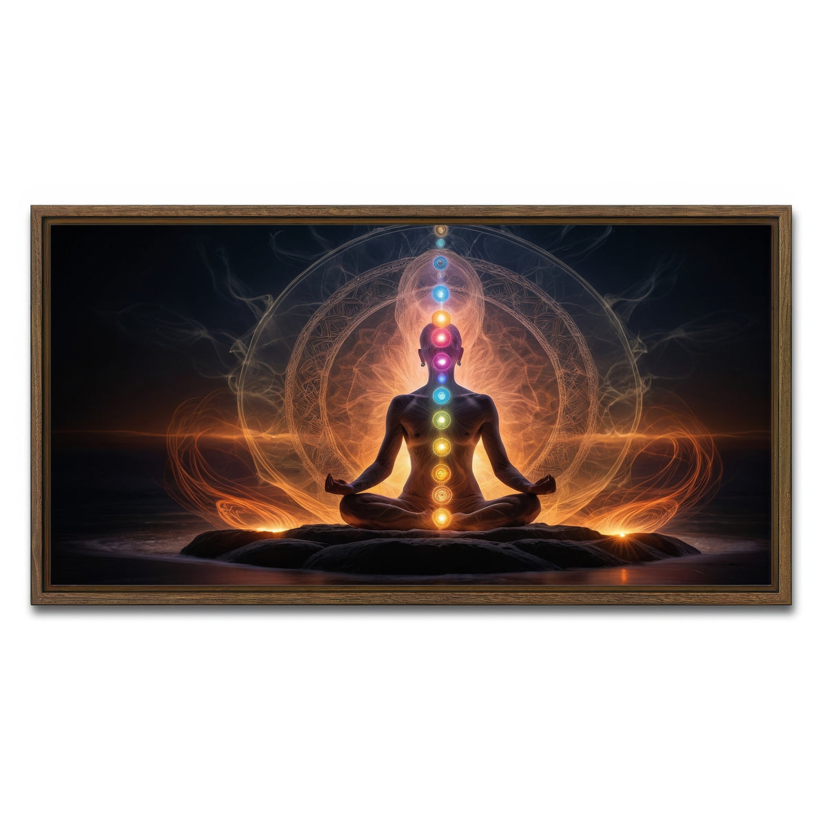 AUTO-MOCKUP WHITE | Awakening in meditation | 1 Piece | Walnut Framed Canvas | group=2x1