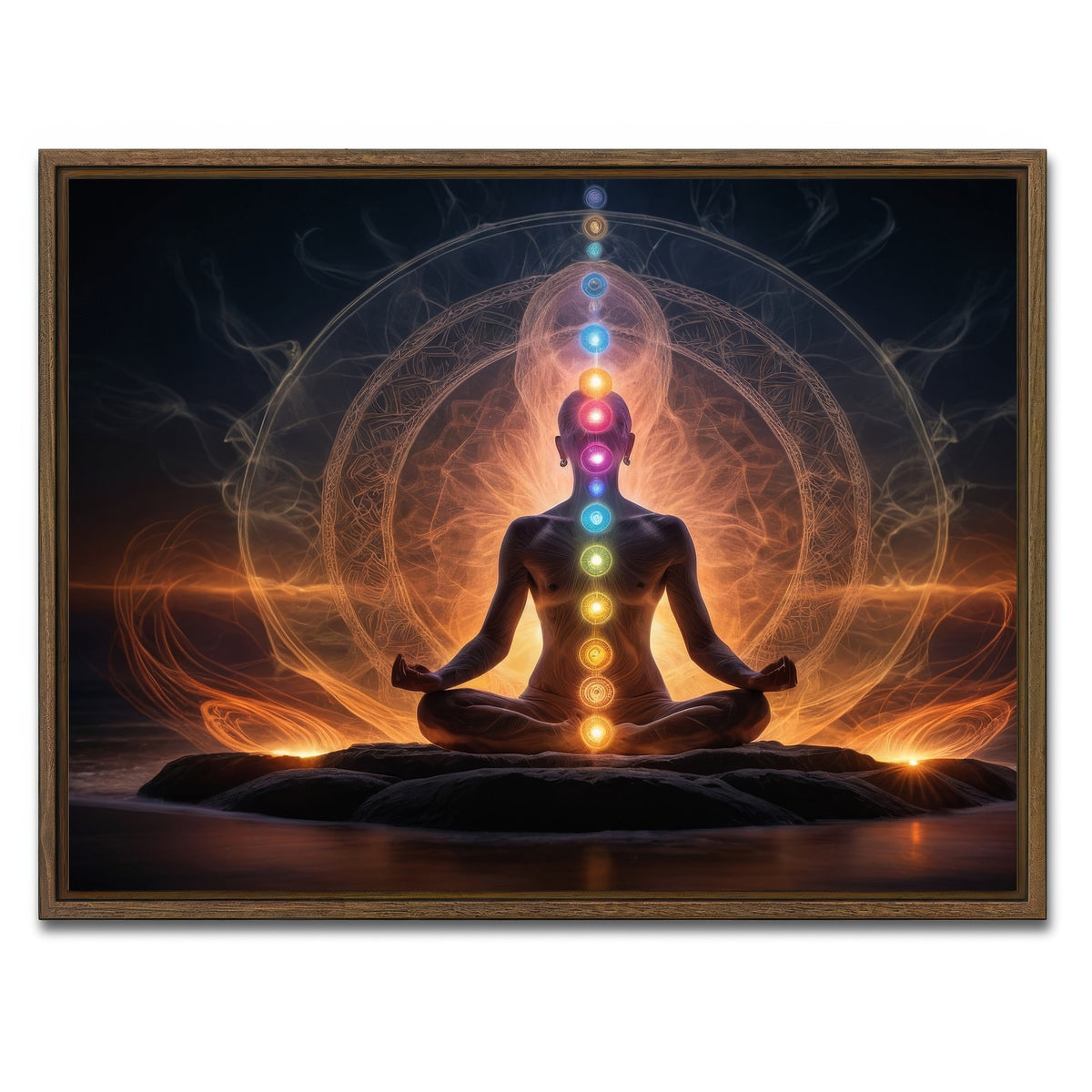 AUTO-MOCKUP WHITE | Awakening in meditation | 1 Piece | Walnut Framed Canvas | group=4x3