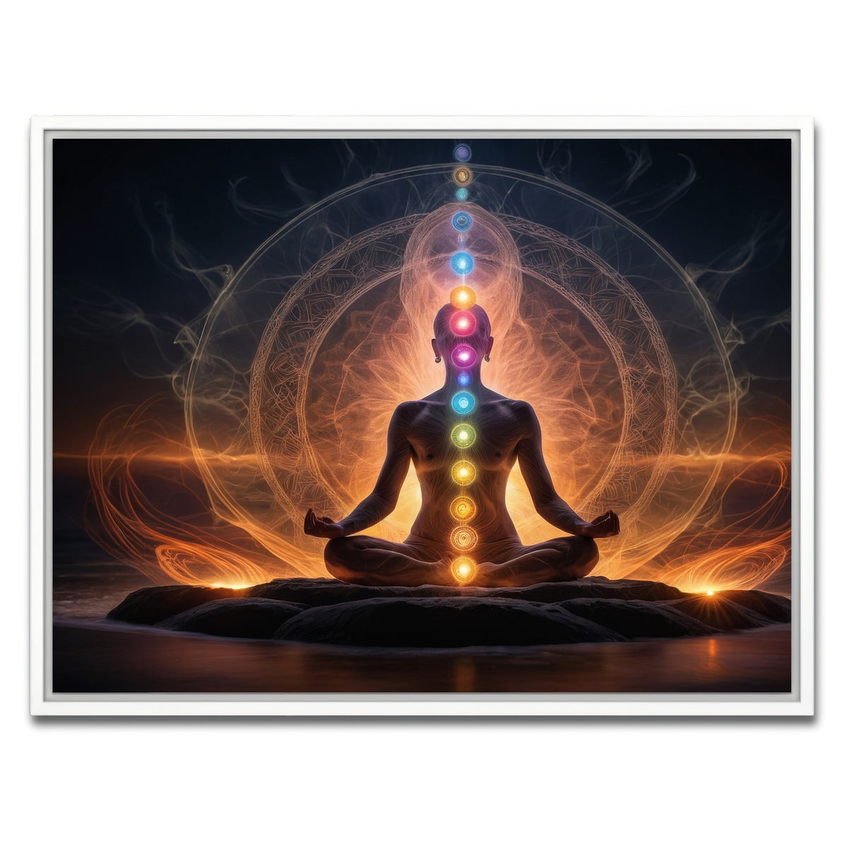 AUTO-MOCKUP WHITE | Awakening in meditation | 1 Piece | White Framed Canvas | group=4x3