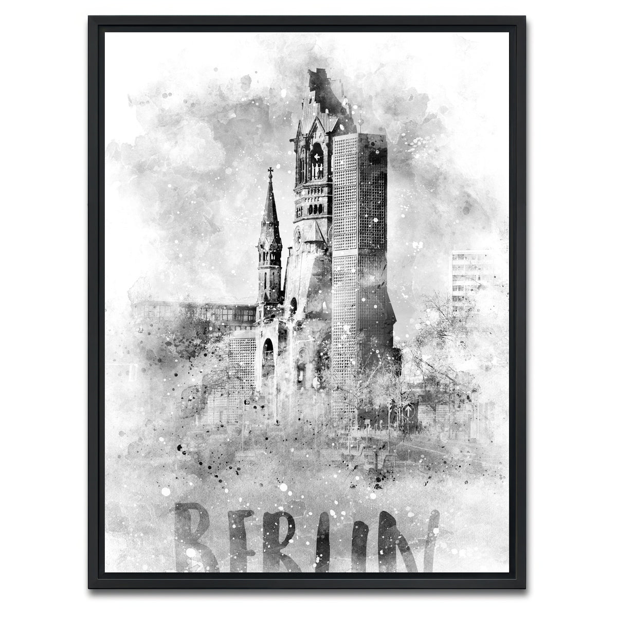 AUTO-MOCKUP WHITE | BERLIN Kaiser Wilhelm Memorial Church | 1 Piece | Black Framed Canvas | group=3x4