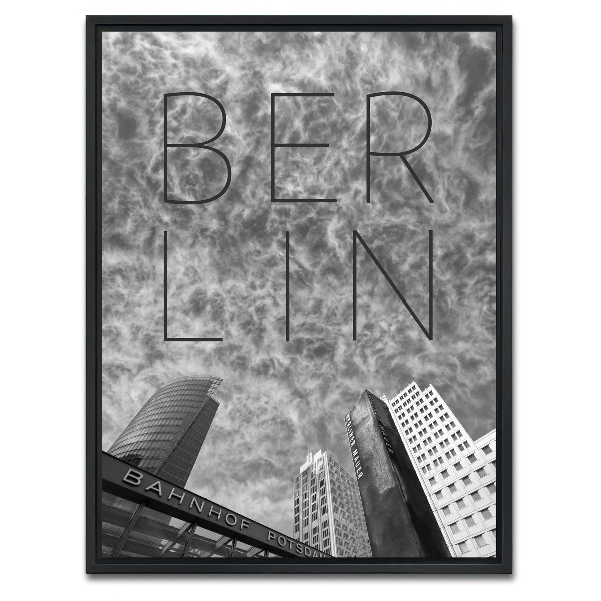 AUTO-MOCKUP WHITE | BERLIN Potsdamer Platz | 1 Piece | Black Framed Canvas | group=3x4