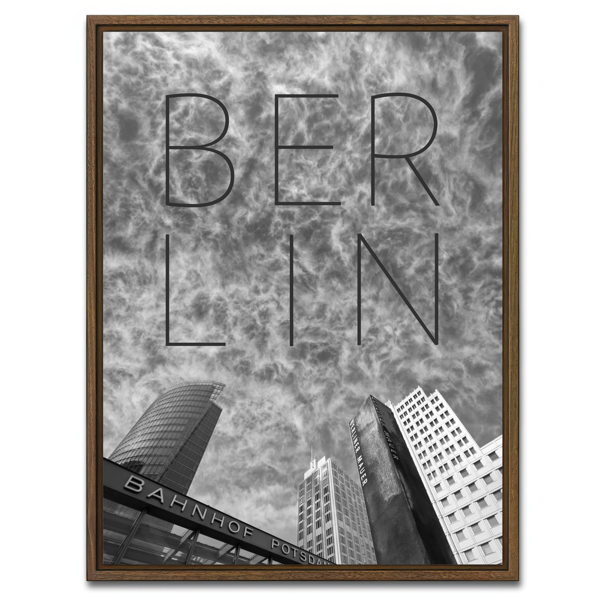 AUTO-MOCKUP WHITE | BERLIN Potsdamer Platz | 1 Piece | Walnut Framed Canvas | group=3x4