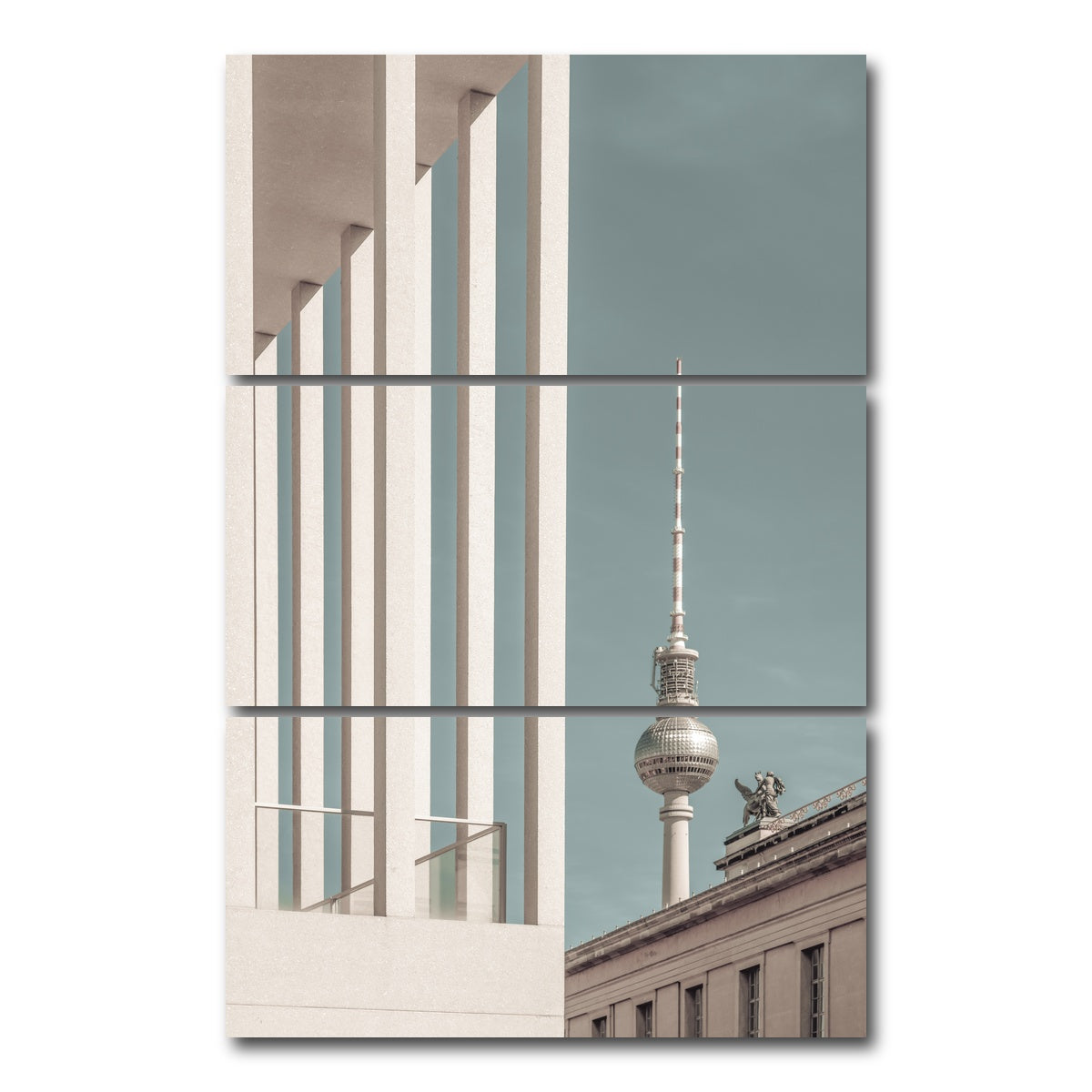AUTO-MOCKUP WHITE | BERLIN Television Tower & Museum Island | 3 Piece | Gallery Wrap Canvas | group=12x24_stacked