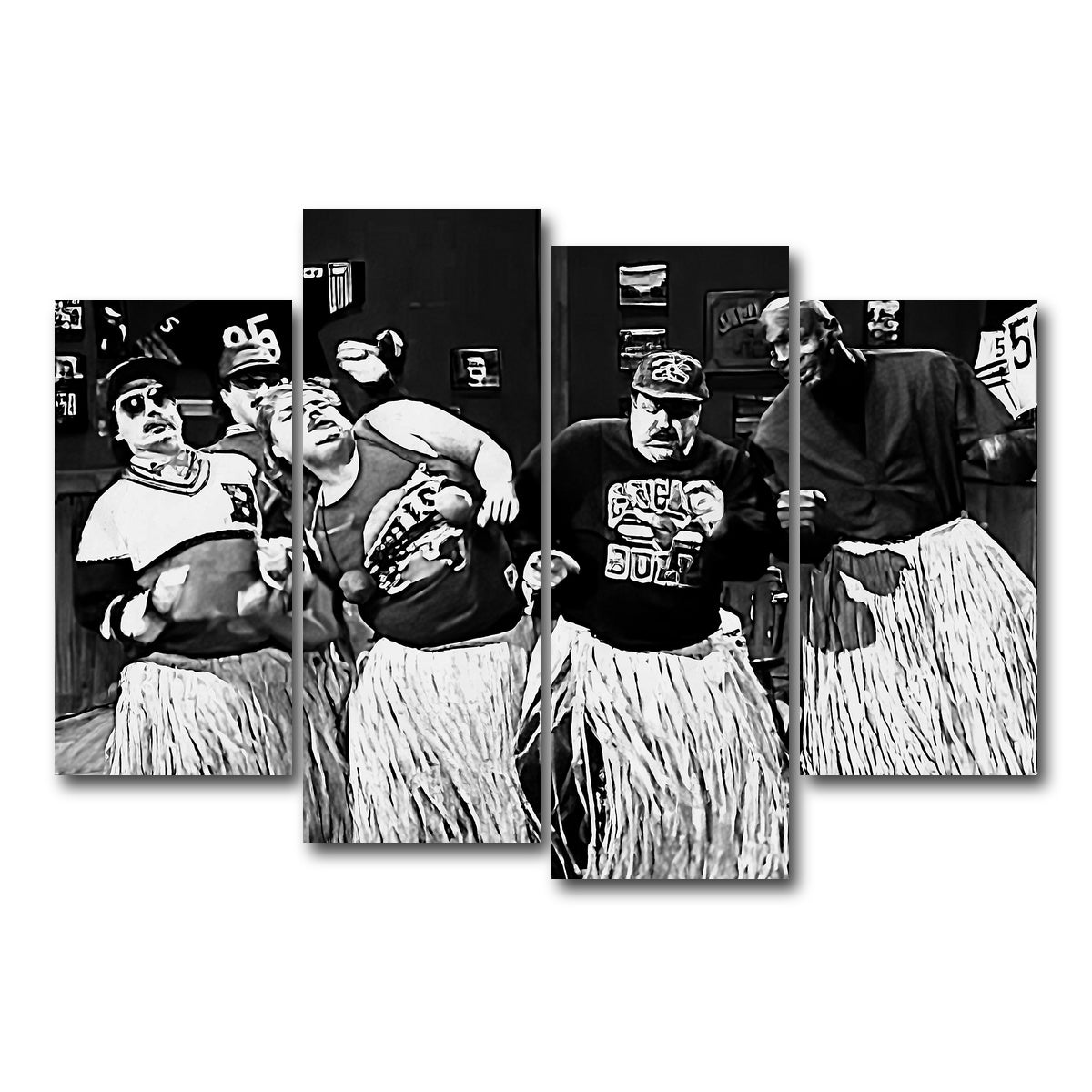 AUTO-MOCKUP WHITE | BILL SWERSKI & JORDAN Grayscale | 4 Piece | Gallery Wrap Canvas | group=4_short