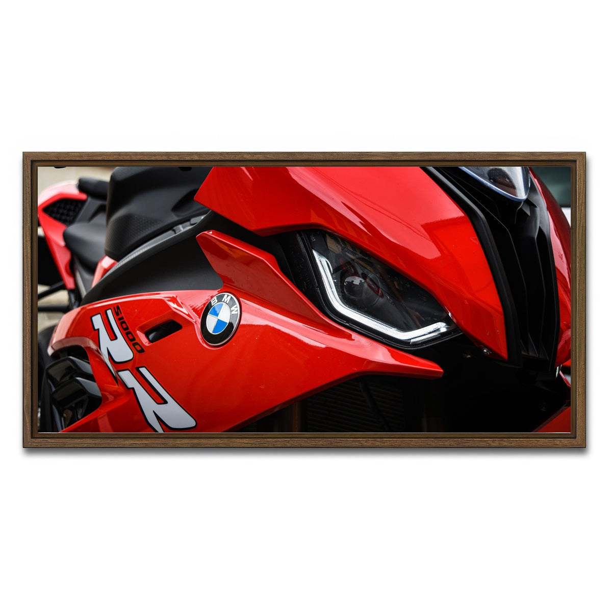 AUTO-MOCKUP WHITE | BMW S1000 | 1 Piece | Walnut Framed Canvas | group=2x1