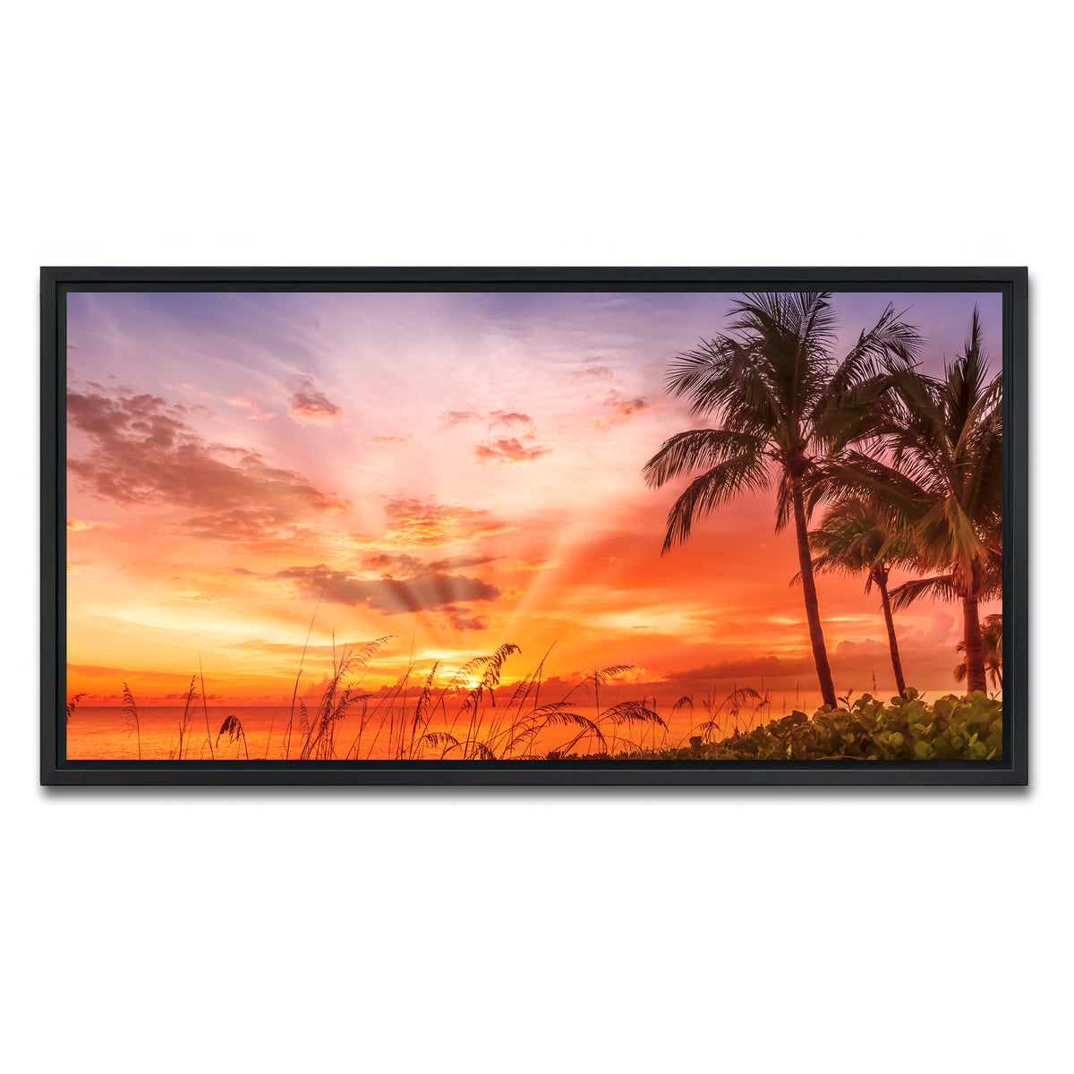 AUTO-MOCKUP WHITE | BONITA BEACH Lovely Sunset | 1 Piece | Black Framed Canvas | group=2x1