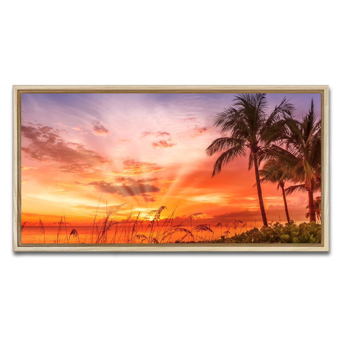 AUTO-MOCKUP WHITE | BONITA BEACH Lovely Sunset | 1 Piece | Natural Framed Canvas | group=2x1