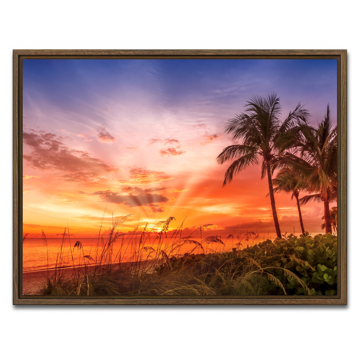 AUTO-MOCKUP WHITE | BONITA BEACH Lovely Sunset | 1 Piece | Walnut Framed Canvas | group=4x3