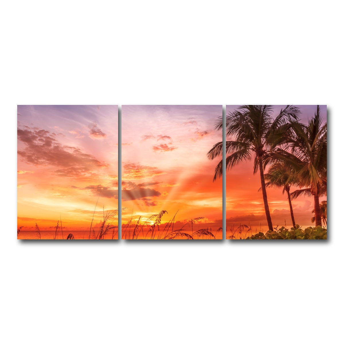 AUTO-MOCKUP WHITE | BONITA BEACH Lovely Sunset | 3 Piece | Gallery Wrap Canvas | group=18x24