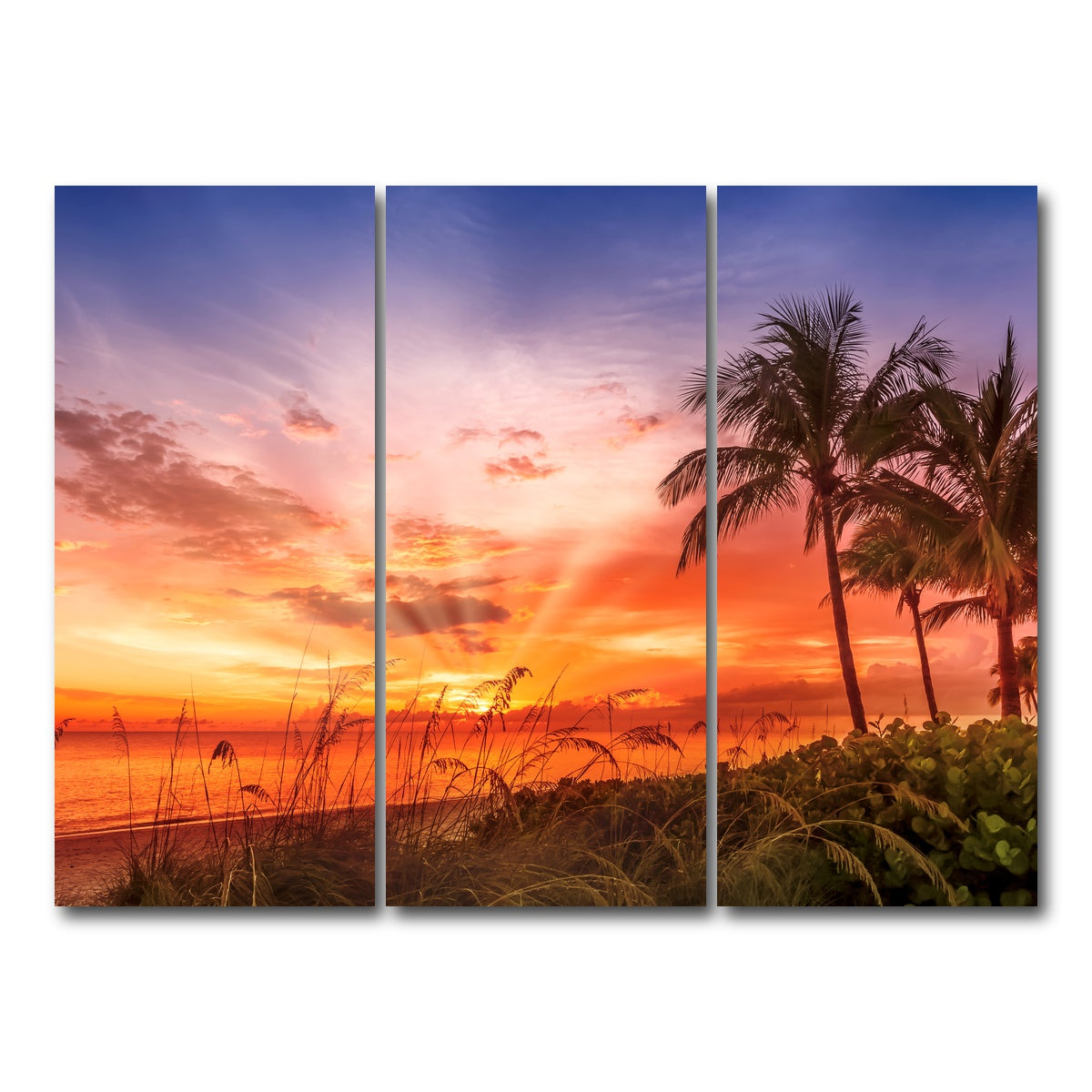 AUTO-MOCKUP WHITE | BONITA BEACH Lovely Sunset | 3 Piece | Gallery Wrap Canvas | group=8x18