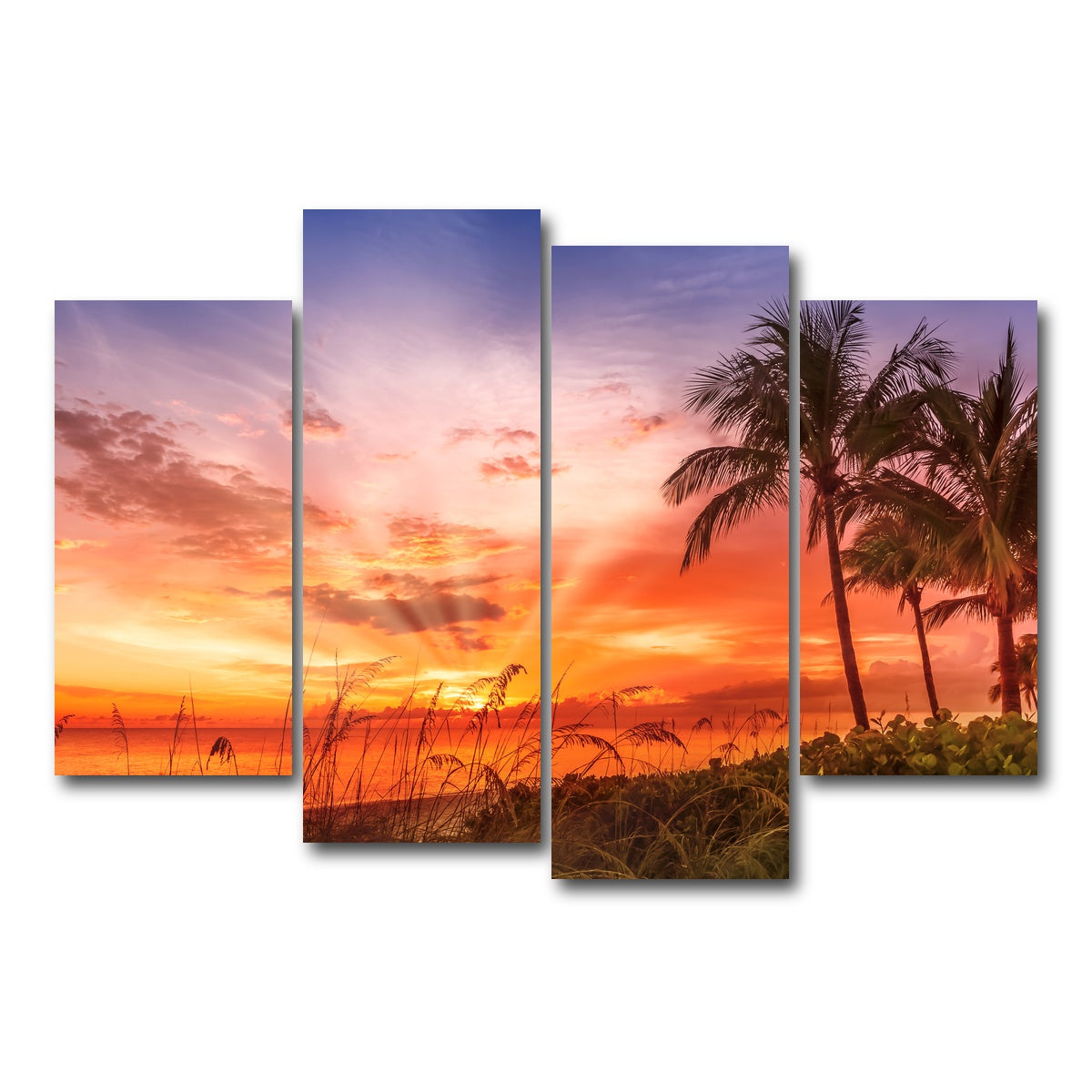 AUTO-MOCKUP WHITE | BONITA BEACH Lovely Sunset | 4 Piece | Gallery Wrap Canvas | group=4_short
