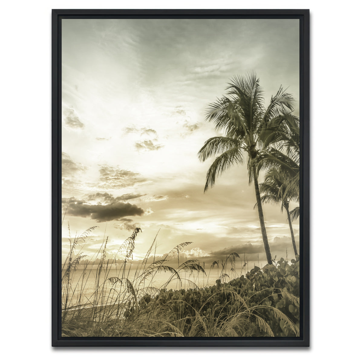 AUTO-MOCKUP WHITE | BONITA BEACH Vintage Sunset | 1 Piece | Black Framed Canvas | group=3x4