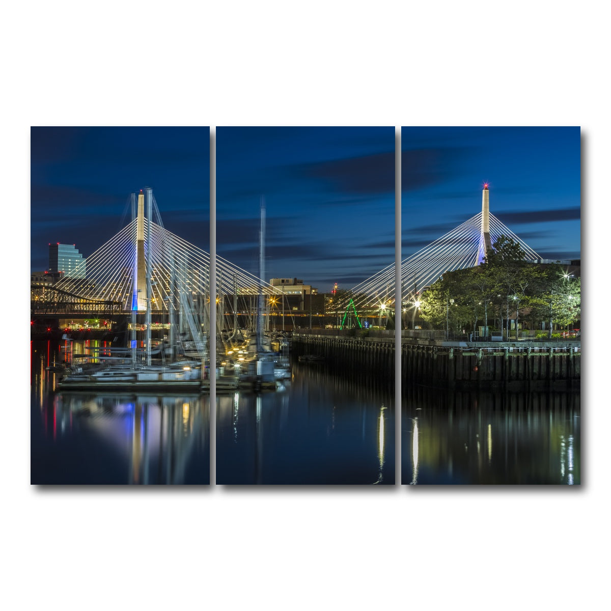 AUTO-MOCKUP WHITE | BOSTON Bunker Hill Bridge | 3 Piece | Gallery Wrap Canvas | group=12x24