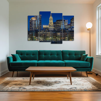 AUTO-MOCKUP ROOM | BOSTON Evening Skyline of North End & Financial District