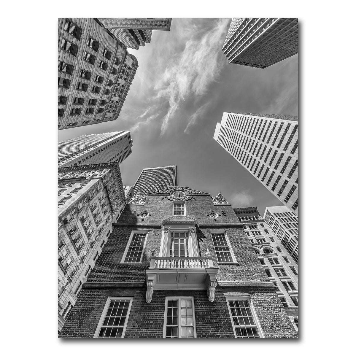AUTO-MOCKUP WHITE | BOSTON Old State House Monochrome | 1 Piece | Gallery Wrap Canvas | group=3x4