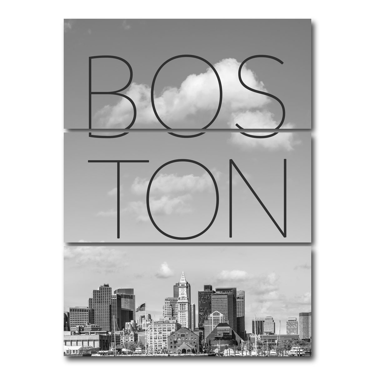 AUTO-MOCKUP WHITE | BOSTON Skyline Financial District | 3 Piece | Gallery Wrap Canvas | group=8x18_stacked