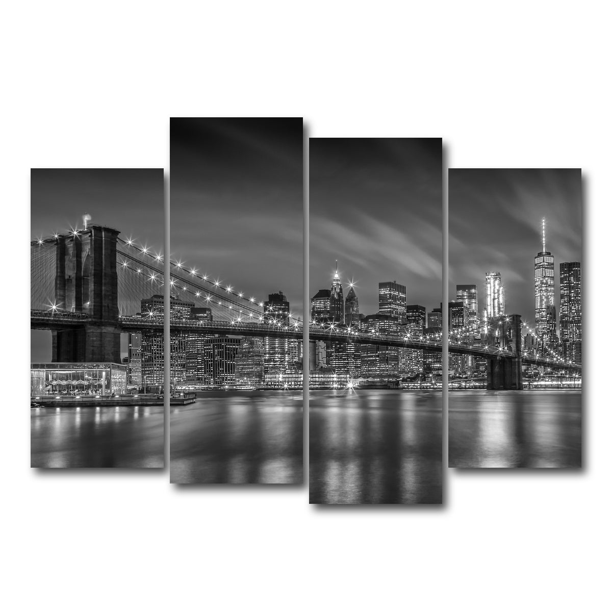 AUTO-MOCKUP WHITE | BROOKLYN BRIDGE Monochrome | 4 Piece | Gallery Wrap Canvas | group=4_normal