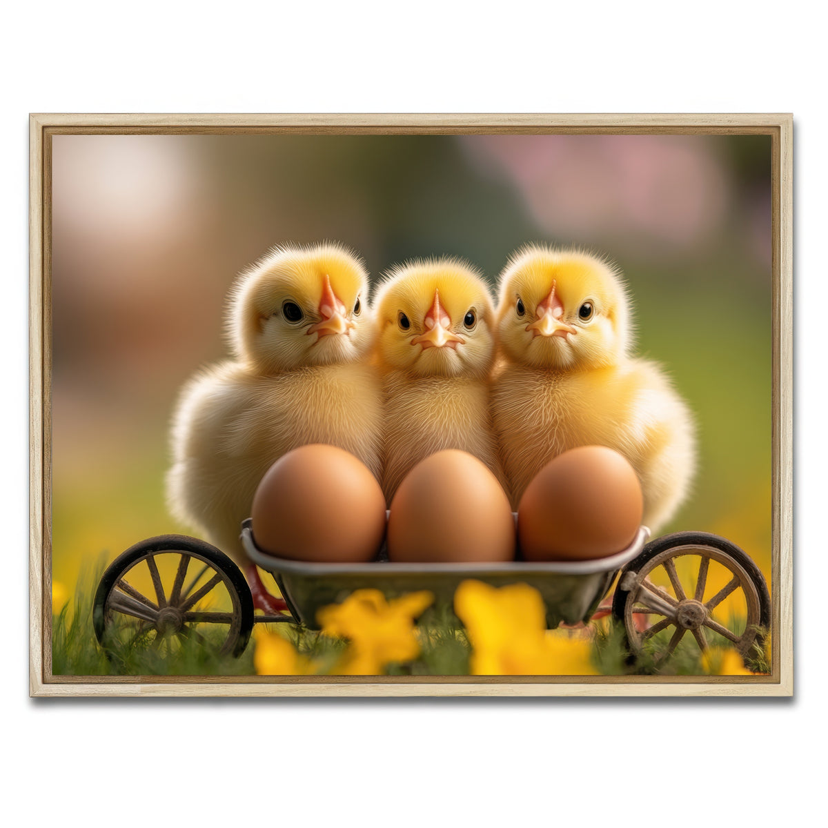 AUTO-MOCKUP WHITE | Baby Chicken Eggs | 1 Piece | Natural Framed Canvas | group=4x3