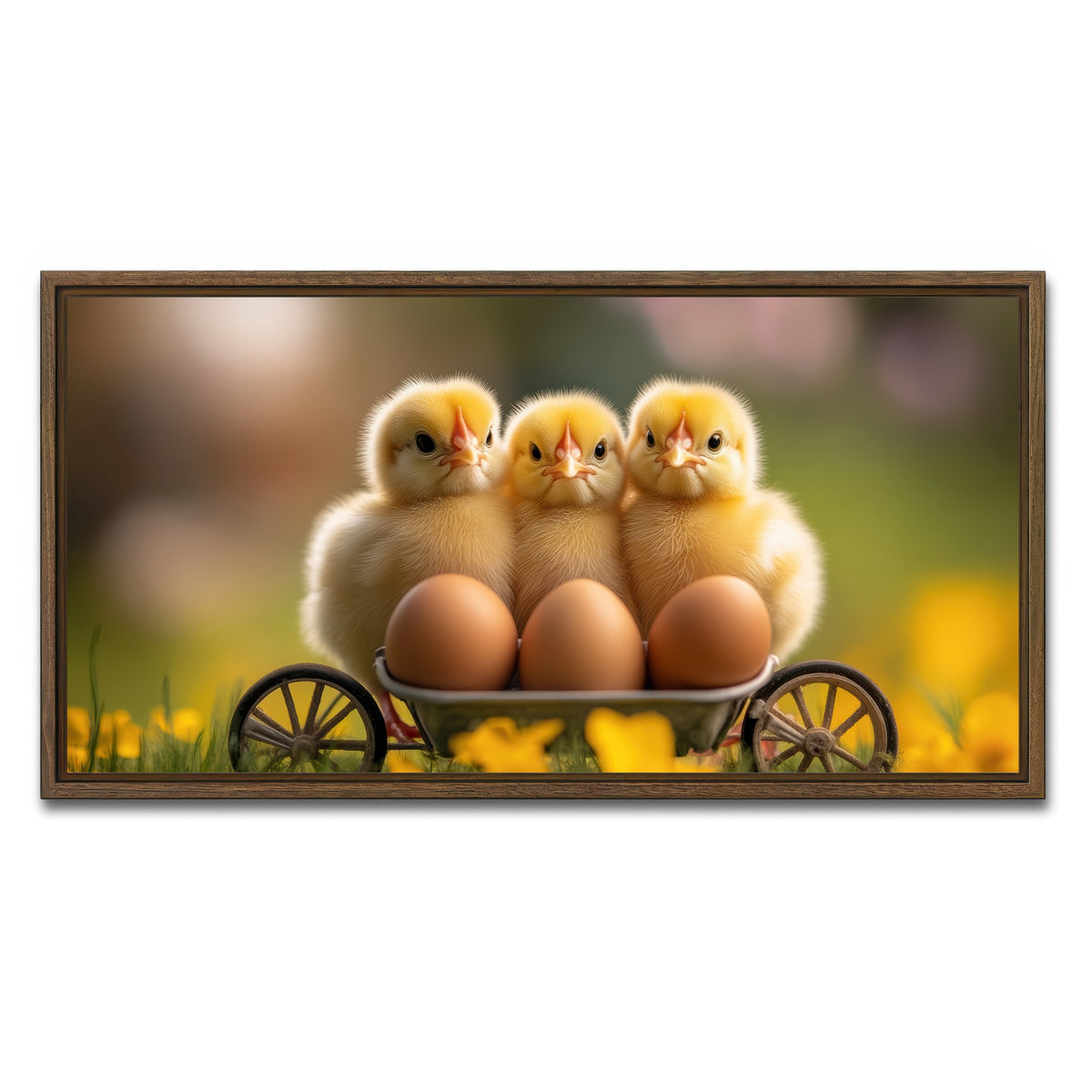 AUTO-MOCKUP WHITE | Baby Chicken Eggs | 1 Piece | Walnut Framed Canvas | group=2x1