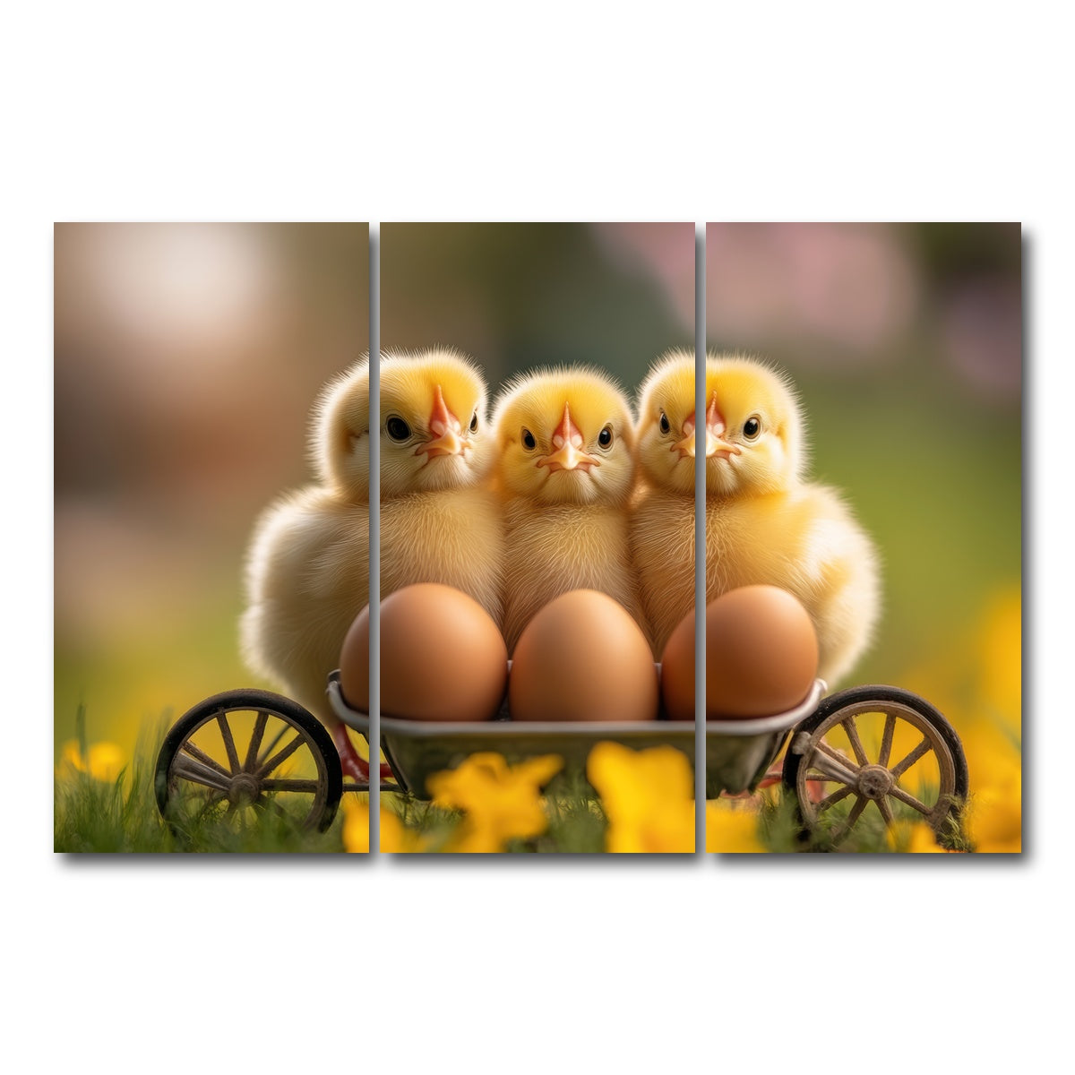 AUTO-MOCKUP WHITE | Baby Chicken Eggs | 3 Piece | Gallery Wrap Canvas | group=12x24