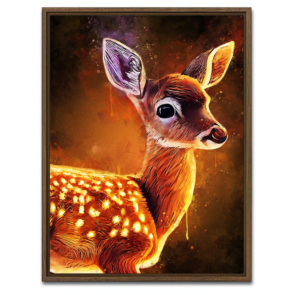 AUTO-MOCKUP WHITE | Baby Fawn Painting | 1 Piece | Walnut Framed Canvas | group=3x4