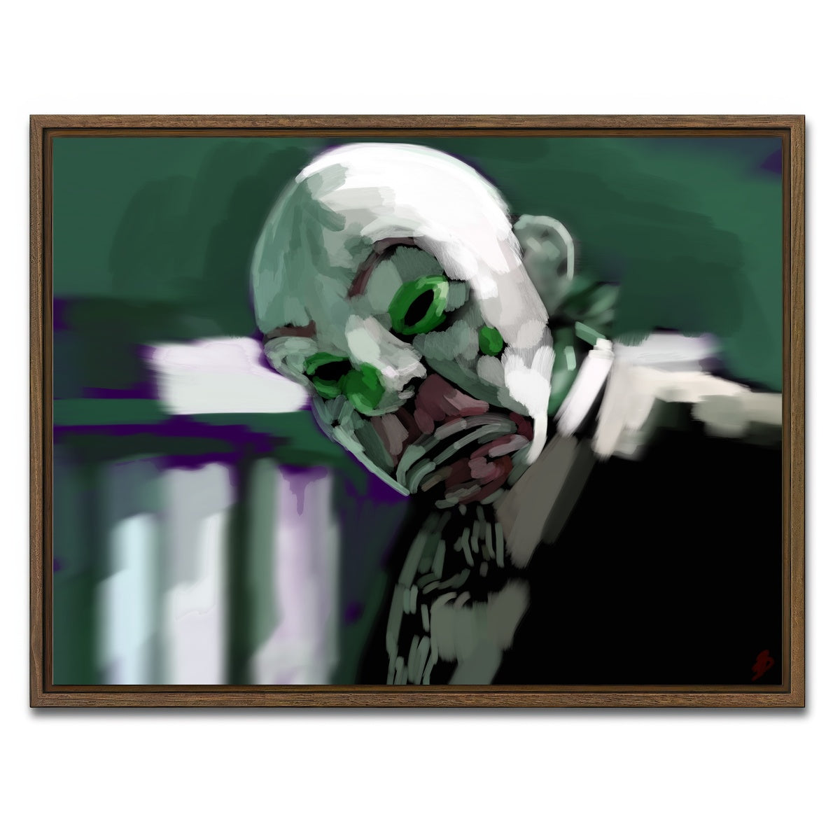 AUTO-MOCKUP WHITE | Bank Robber Clown | 1 Piece | Walnut Framed Canvas | group=4x3