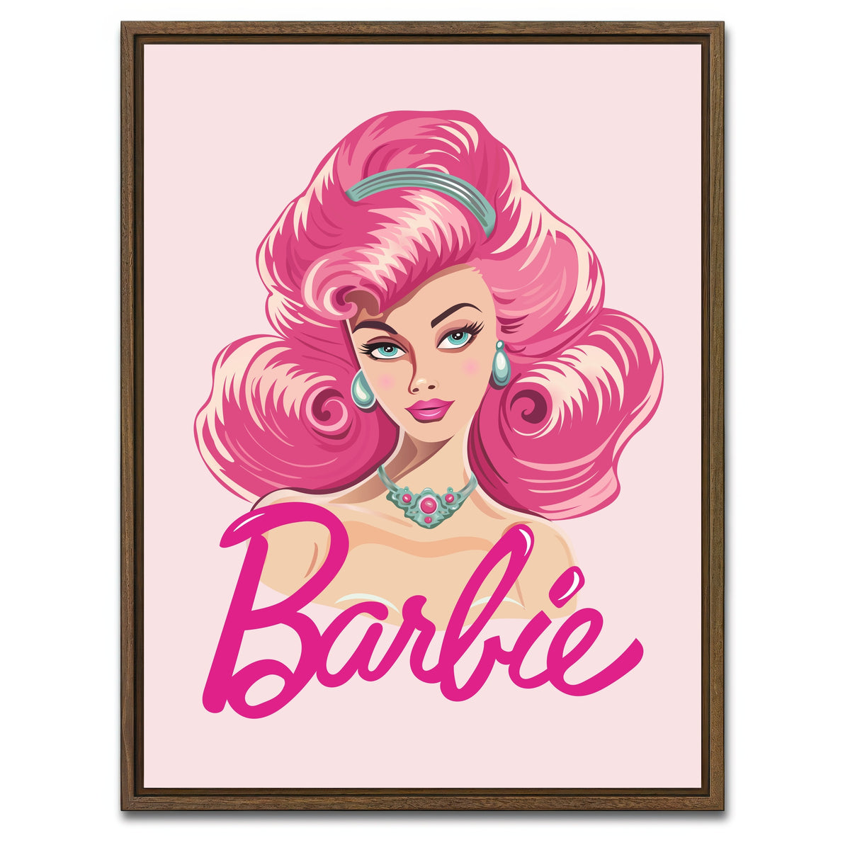 AUTO-MOCKUP WHITE | Barbie Portrait | 1 Piece | Walnut Framed Canvas | group=3x4