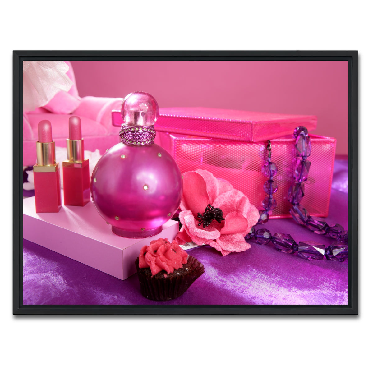 AUTO-MOCKUP WHITE | Barbie style makeup vanity | 1 Piece | Black Framed Canvas | group=4x3