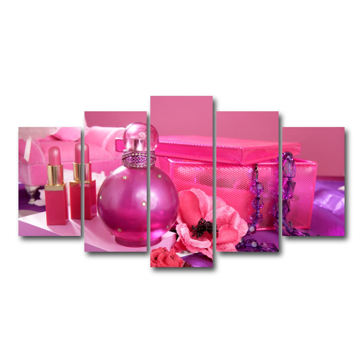 AUTO-MOCKUP WHITE | Barbie style makeup vanity | 5 Piece | Gallery Wrap Canvas | group=5_normal