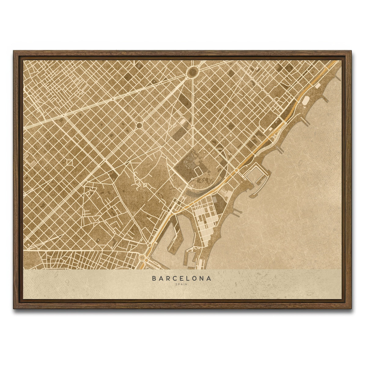 AUTO-MOCKUP WHITE | Barcelona | 1 Piece | Walnut Framed Canvas | group=4x3