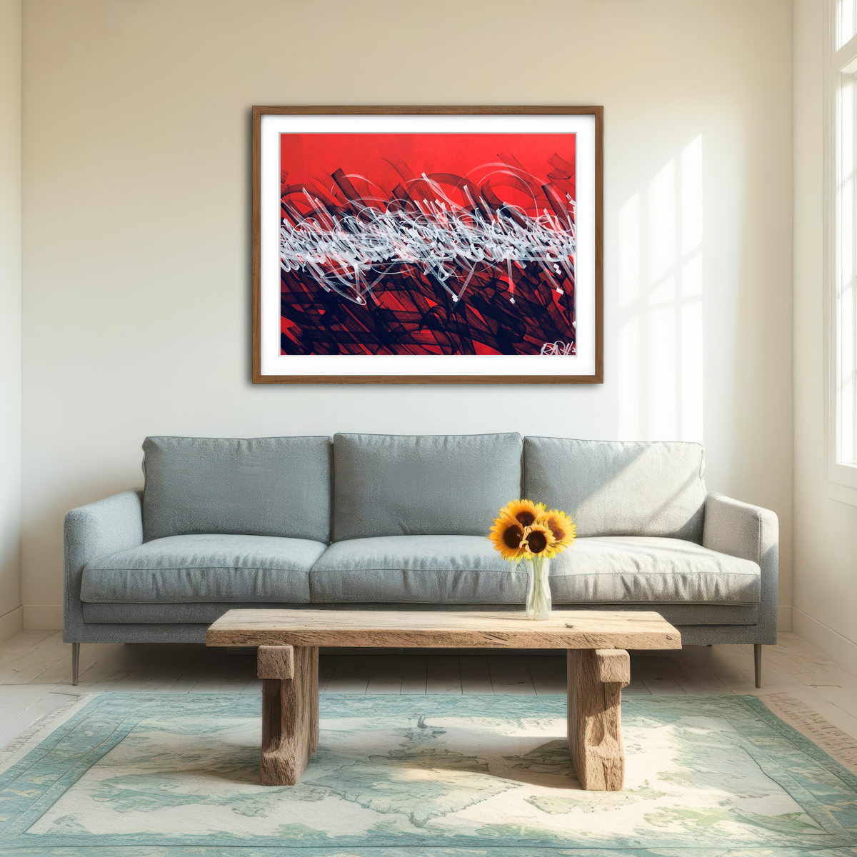 AUTO-MOCKUP ROOM | Bash Red Wall Art