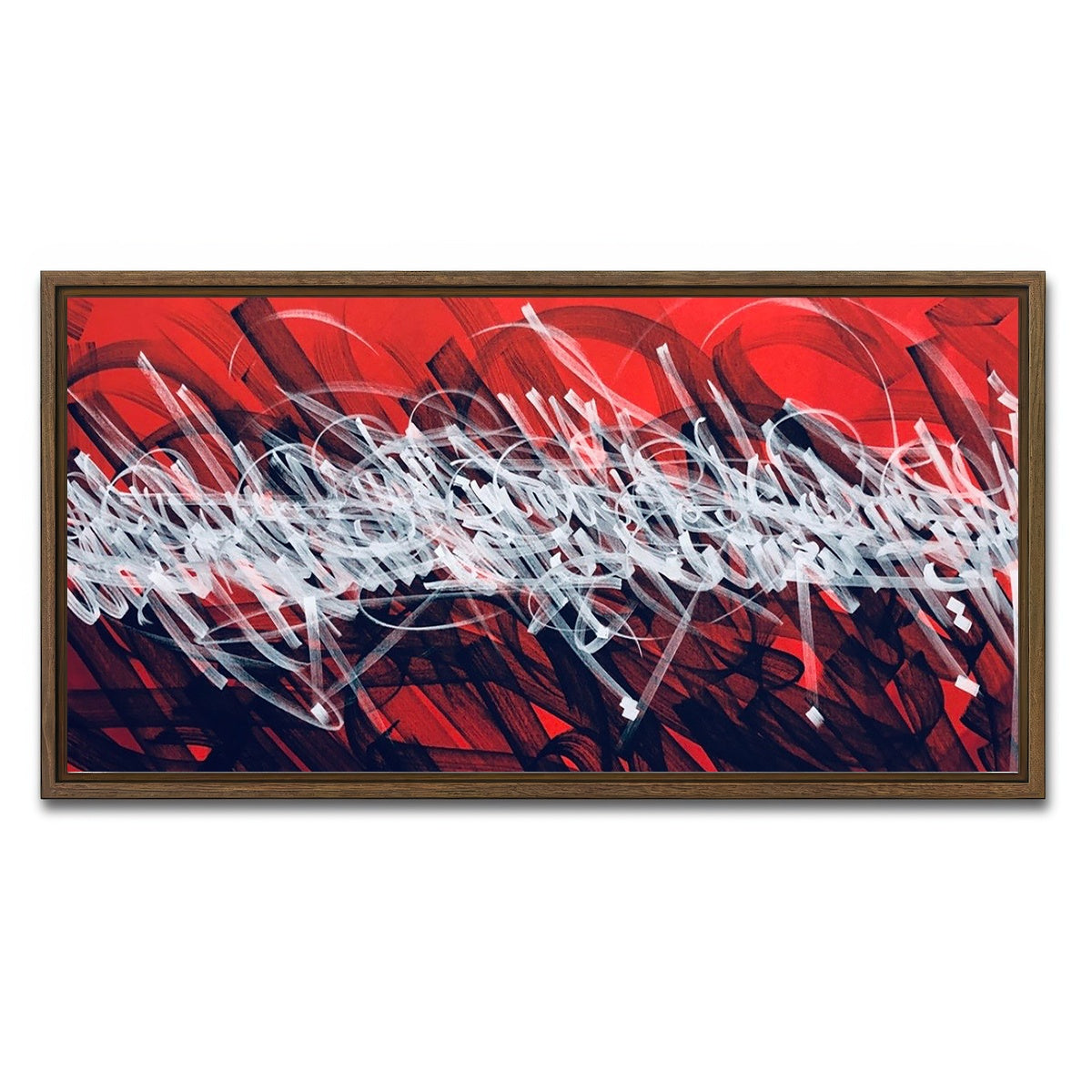 AUTO-MOCKUP WHITE | Bash Red | 1 Piece | Walnut Framed Canvas | group=2x1