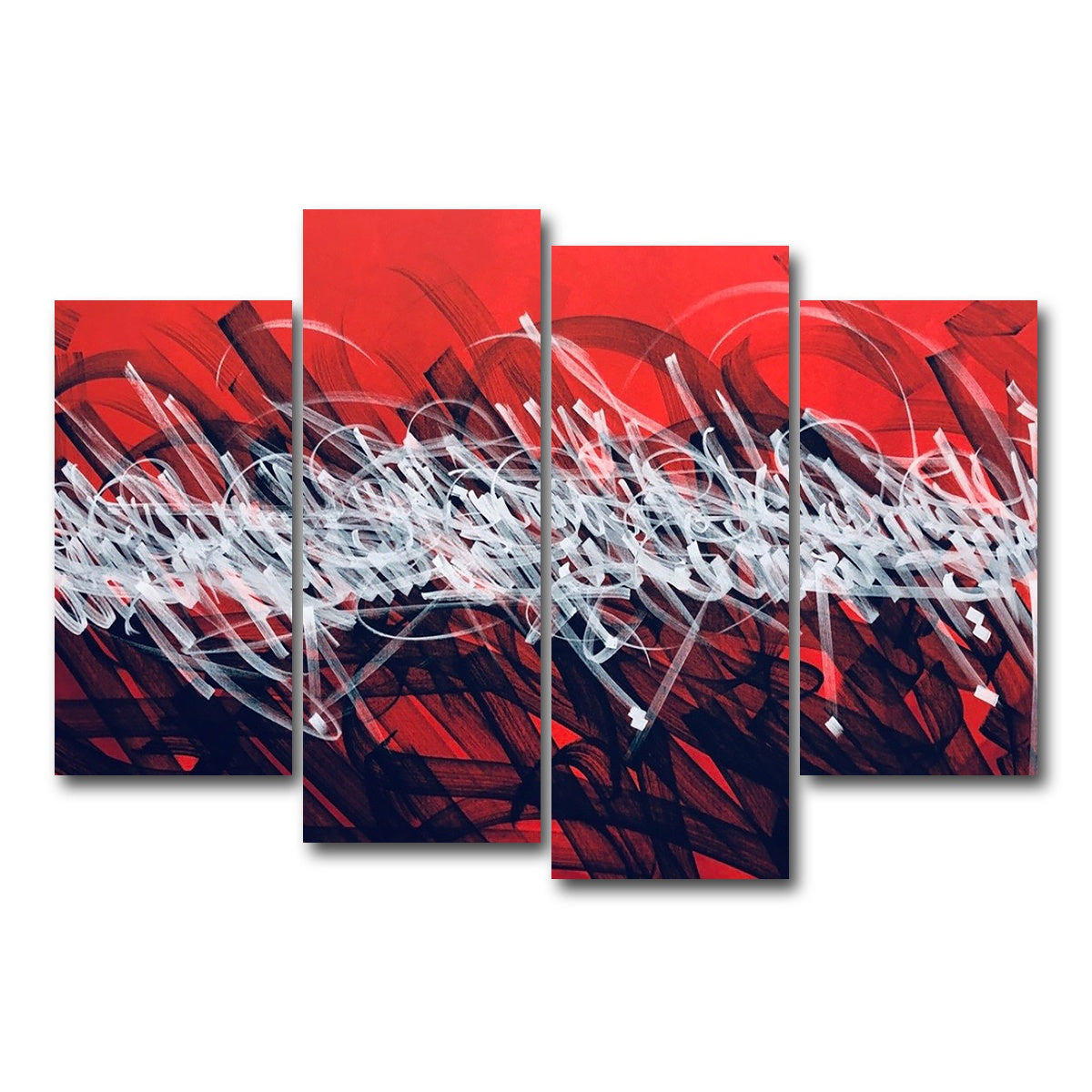 AUTO-MOCKUP WHITE | Bash Red | 4 Piece | Gallery Wrap Canvas | group=4_short