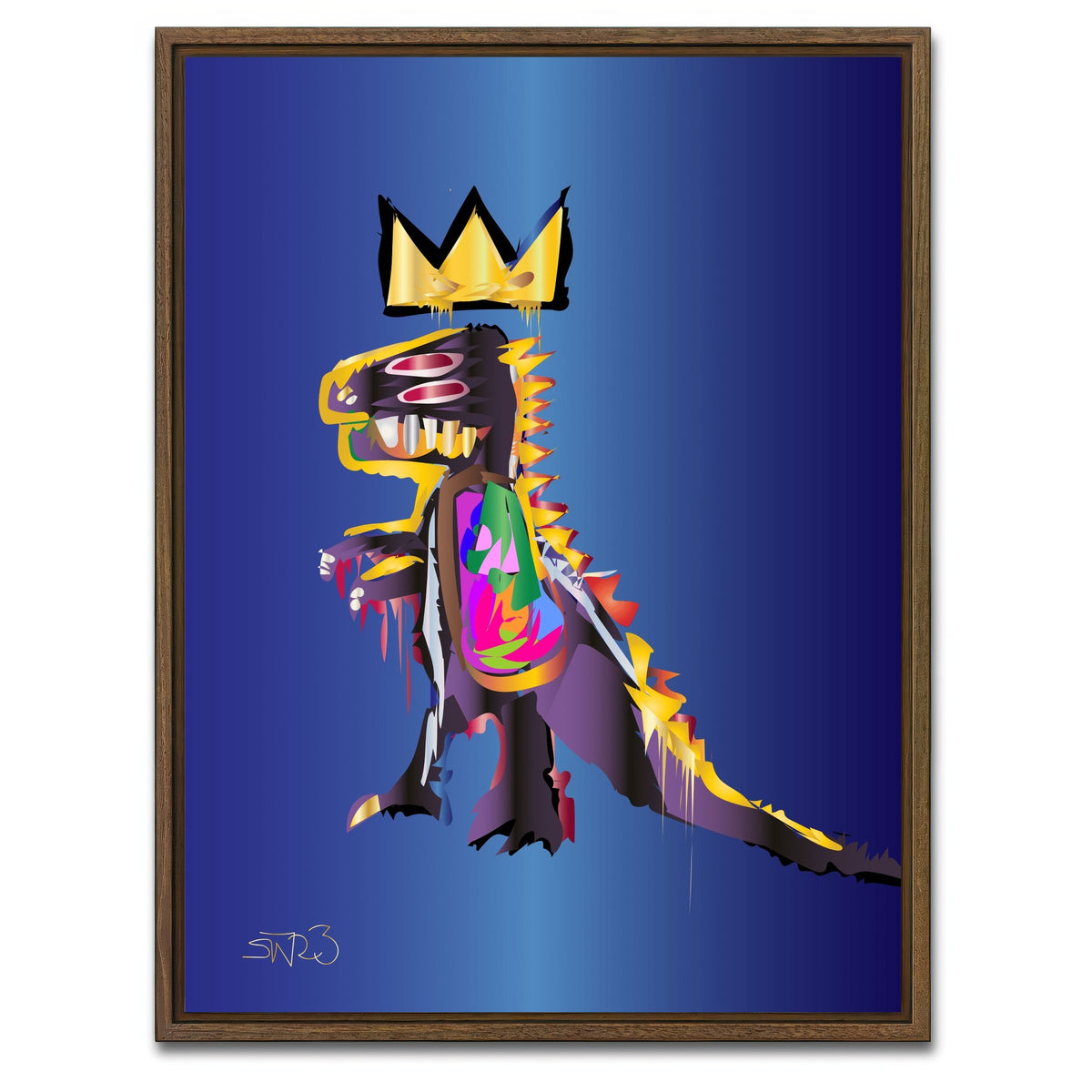 AUTO-MOCKUP WHITE | Basquiat Dinosaur | 1 Piece | Walnut Framed Canvas | group=3x4