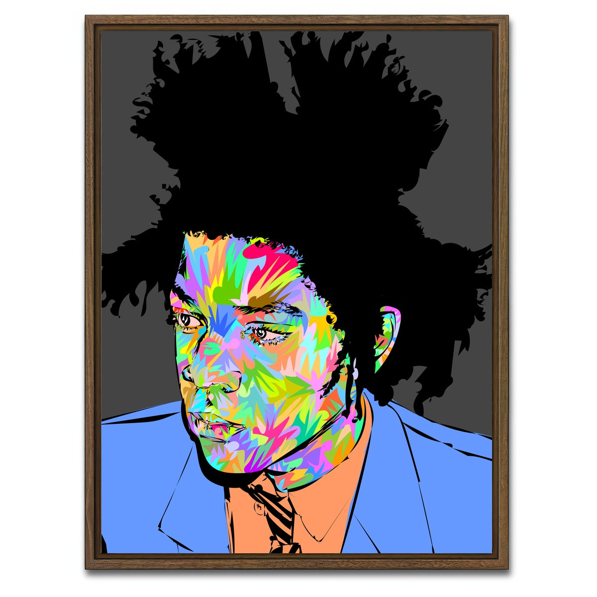 AUTO-MOCKUP WHITE | Basquiat in Blue | 1 Piece | Walnut Framed Canvas | group=3x4