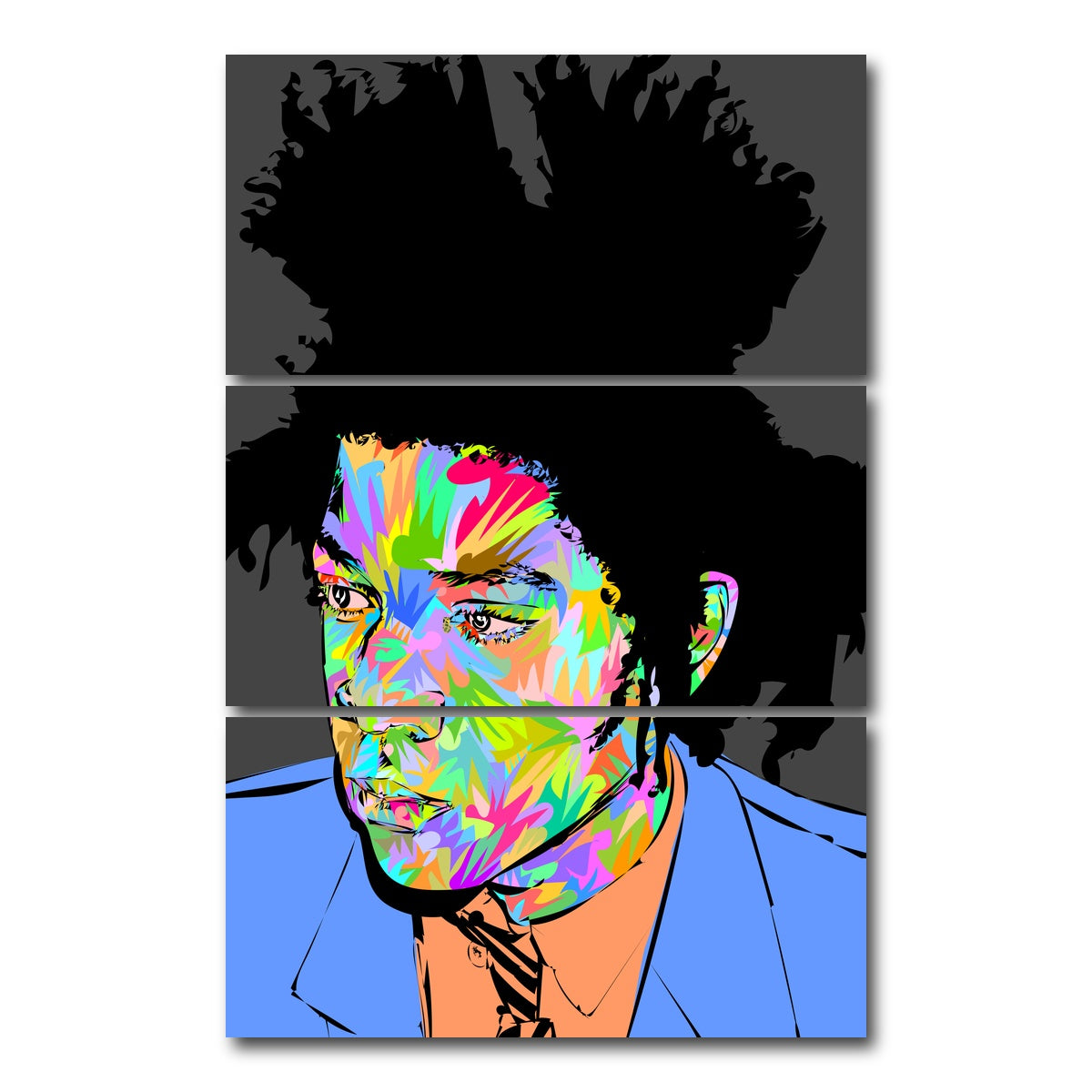 AUTO-MOCKUP WHITE | Basquiat in Blue | 3 Piece | Gallery Wrap Canvas | group=12x24_stacked
