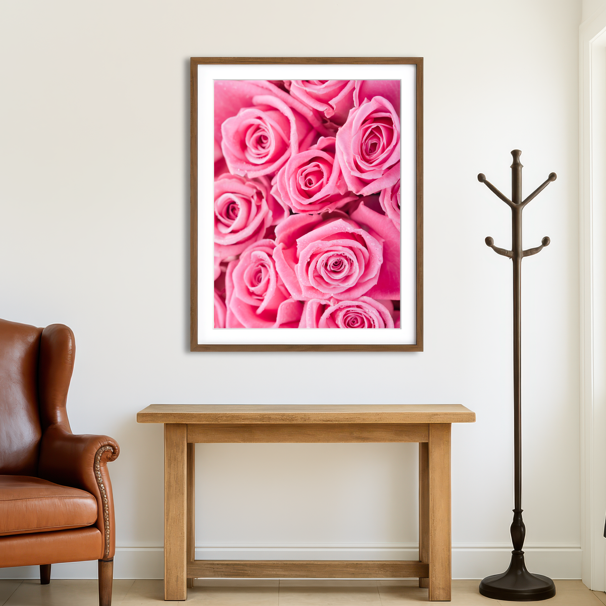 AUTO-MOCKUP ROOM | Batch of Pink Roses Wall Art