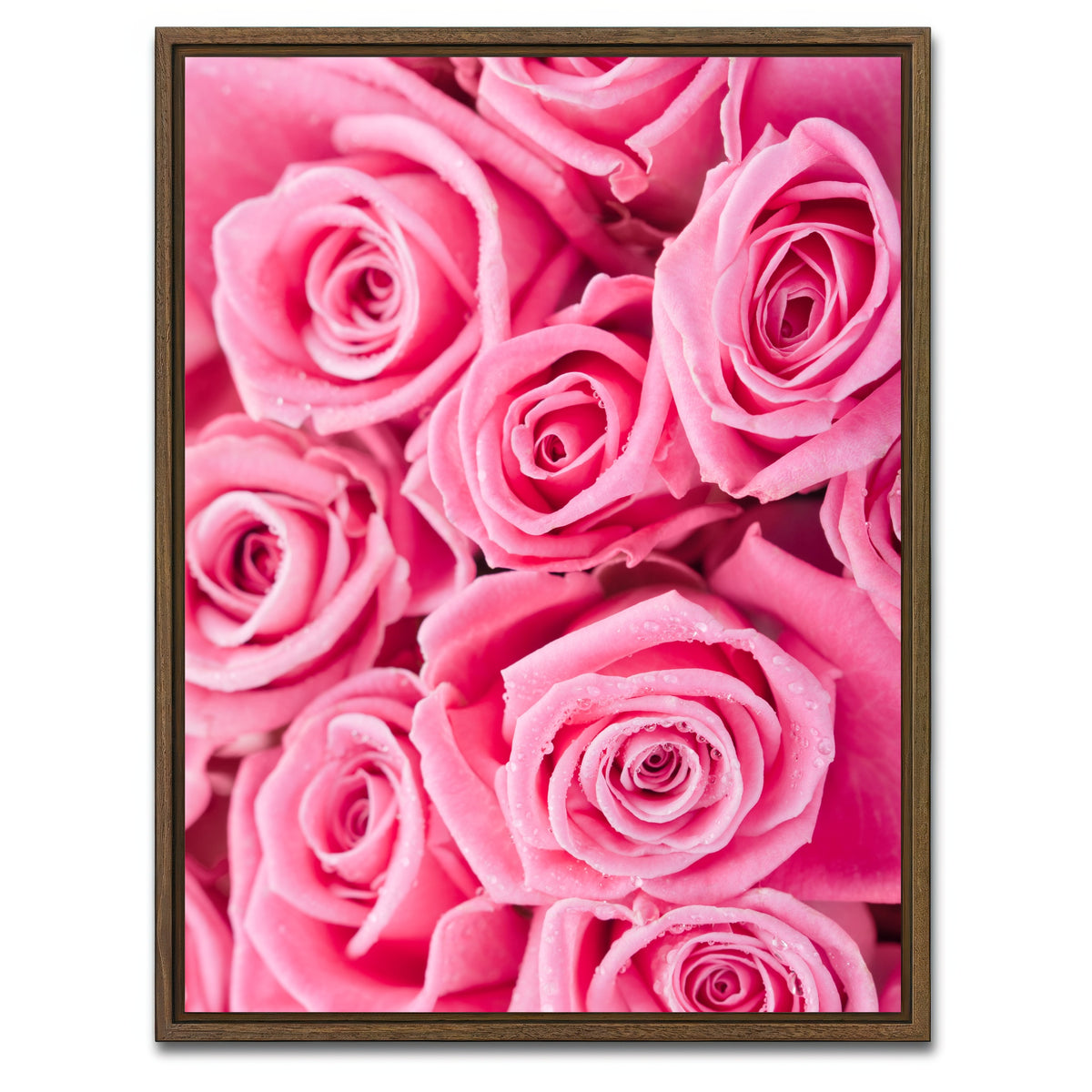 AUTO-MOCKUP WHITE | Batch of Pink Roses | 1 Piece | Walnut Framed Canvas | group=3x4