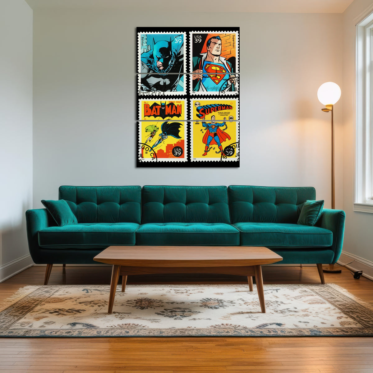 AUTO-MOCKUP ROOM | Batman and Superman Postage Stamps