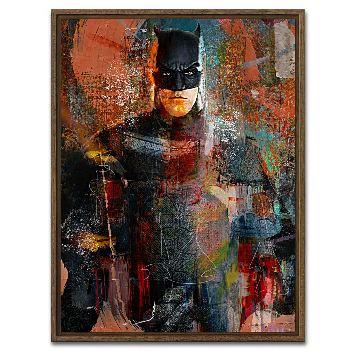 AUTO-MOCKUP WHITE | Batman art | 1 Piece | Walnut Framed Canvas | group=3x4