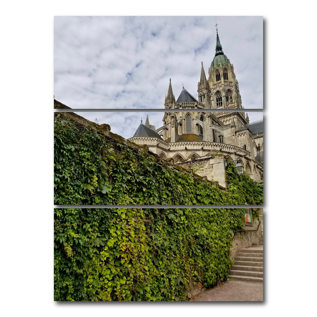 AUTO-MOCKUP WHITE | Bayeux Cathedral | 3 Piece | Gallery Wrap Canvas | group=8x18_stacked