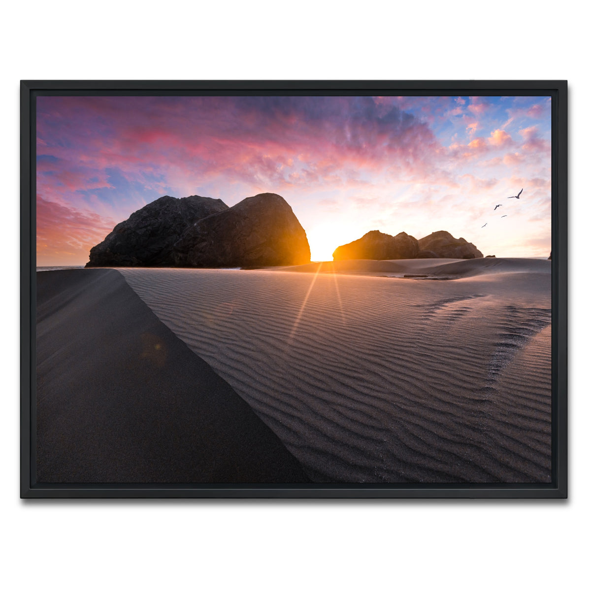 AUTO-MOCKUP WHITE | Beach Sunset | 1 Piece | Black Framed Canvas | group=4x3