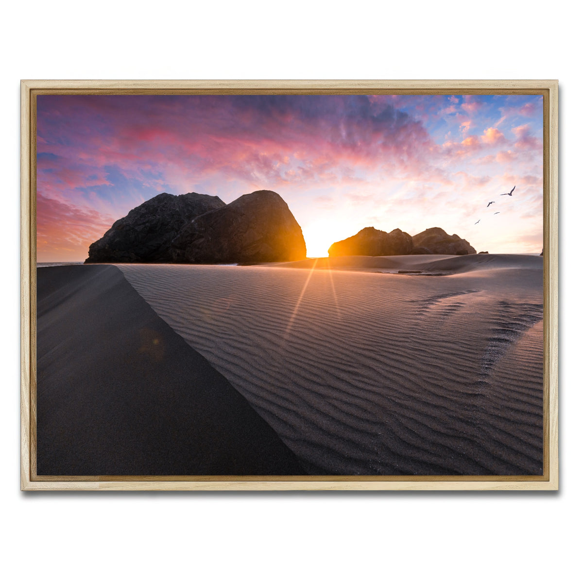 AUTO-MOCKUP WHITE | Beach Sunset | 1 Piece | Natural Framed Canvas | group=4x3
