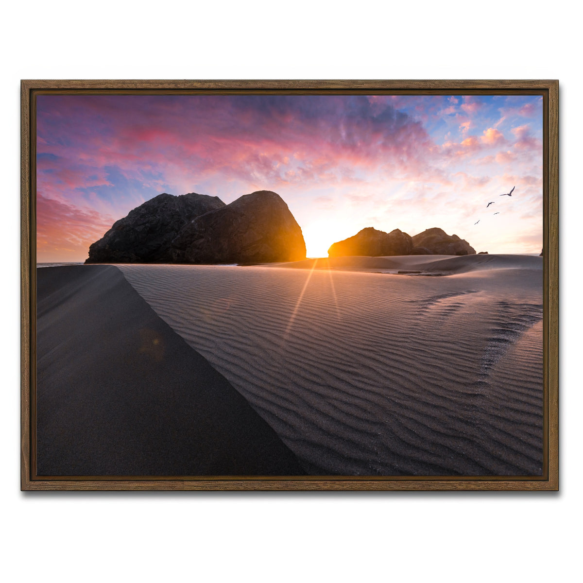 AUTO-MOCKUP WHITE | Beach Sunset | 1 Piece | Walnut Framed Canvas | group=4x3