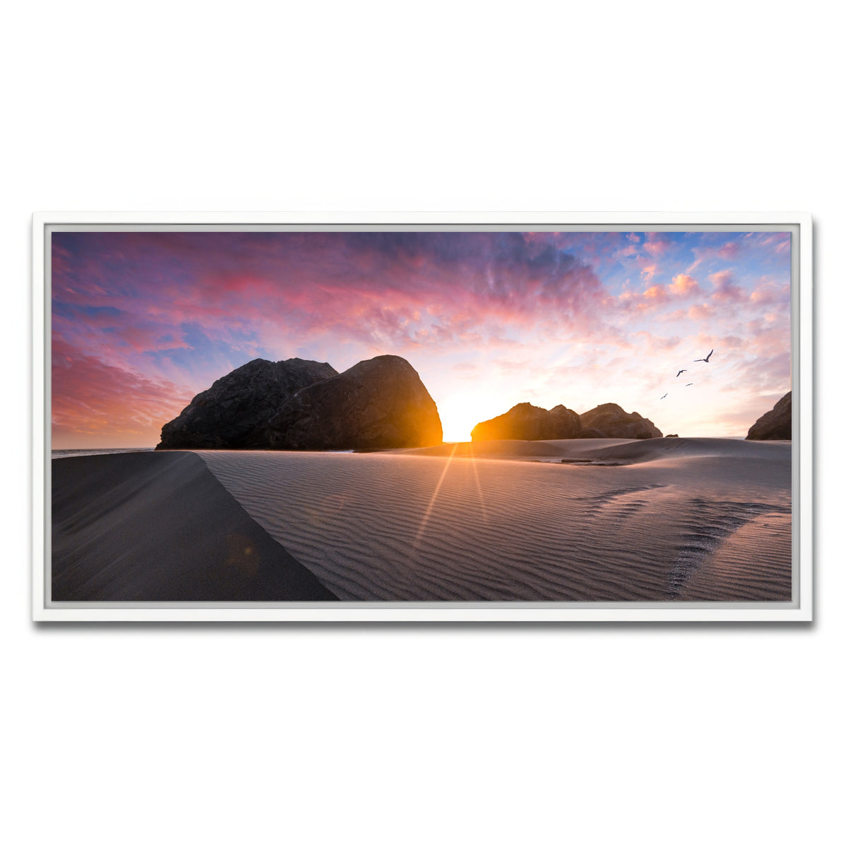 AUTO-MOCKUP WHITE | Beach Sunset | 1 Piece | White Framed Canvas | group=2x1