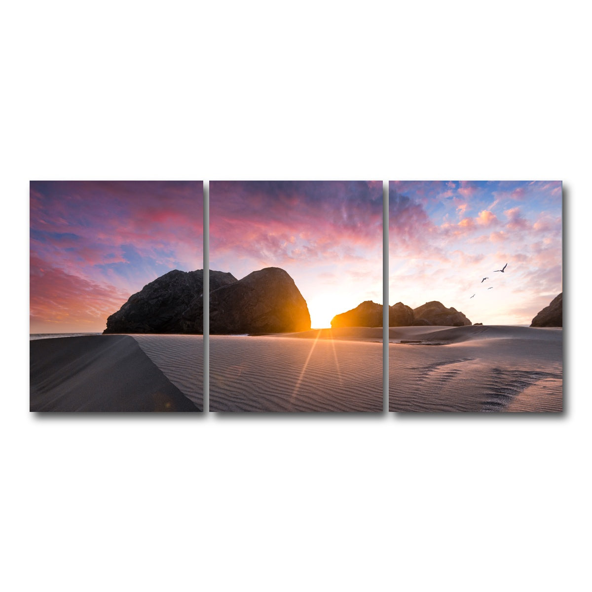 AUTO-MOCKUP WHITE | Beach Sunset | 3 Piece | Gallery Wrap Canvas | group=18x24