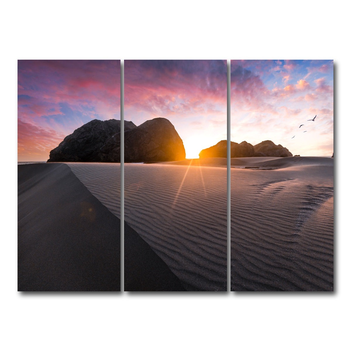 AUTO-MOCKUP WHITE | Beach Sunset | 3 Piece | Gallery Wrap Canvas | group=8x18