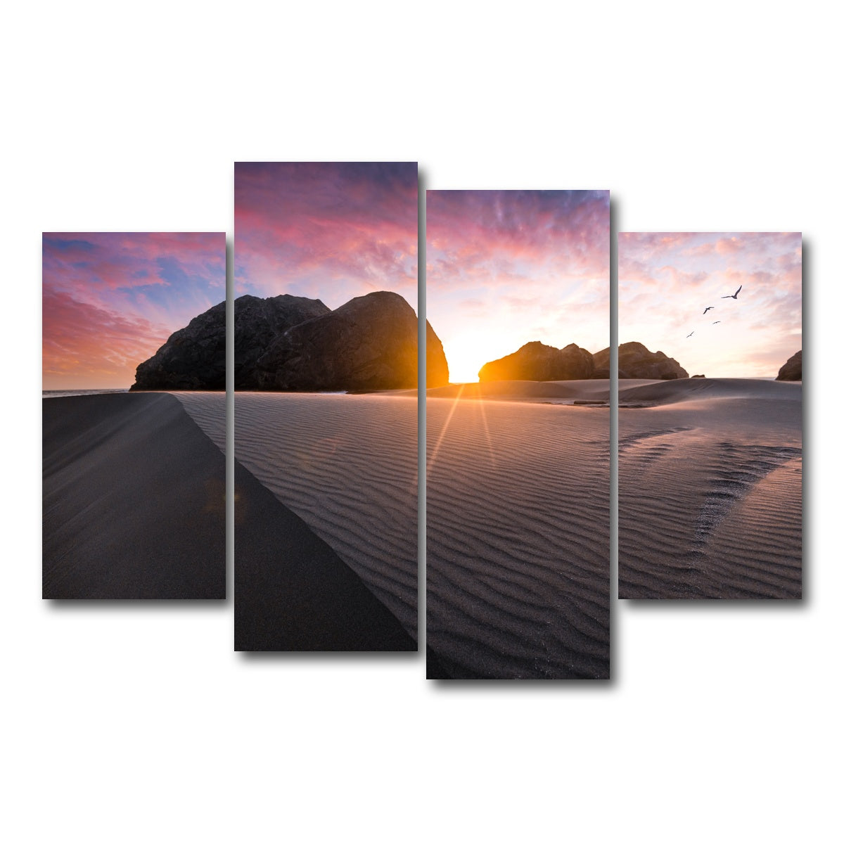 AUTO-MOCKUP WHITE | Beach Sunset | 4 Piece | Gallery Wrap Canvas | group=4_short